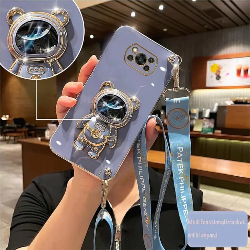 Capa de telefone roxa com urso espacial para Xiaomi Mi Poco X3 NFC Pro C40 X4 X5 M4 Pro 4G 5G M3 F3 M2 F2 X2 F4