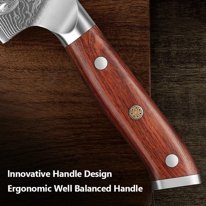Cabo ergonômico de jacarandá com design inovador para faca Nakiri profissional de 7 polegadas