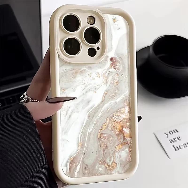Capa de telefone Xiaomi marmoreado branco e dourado para iPhone 13 Pro Max