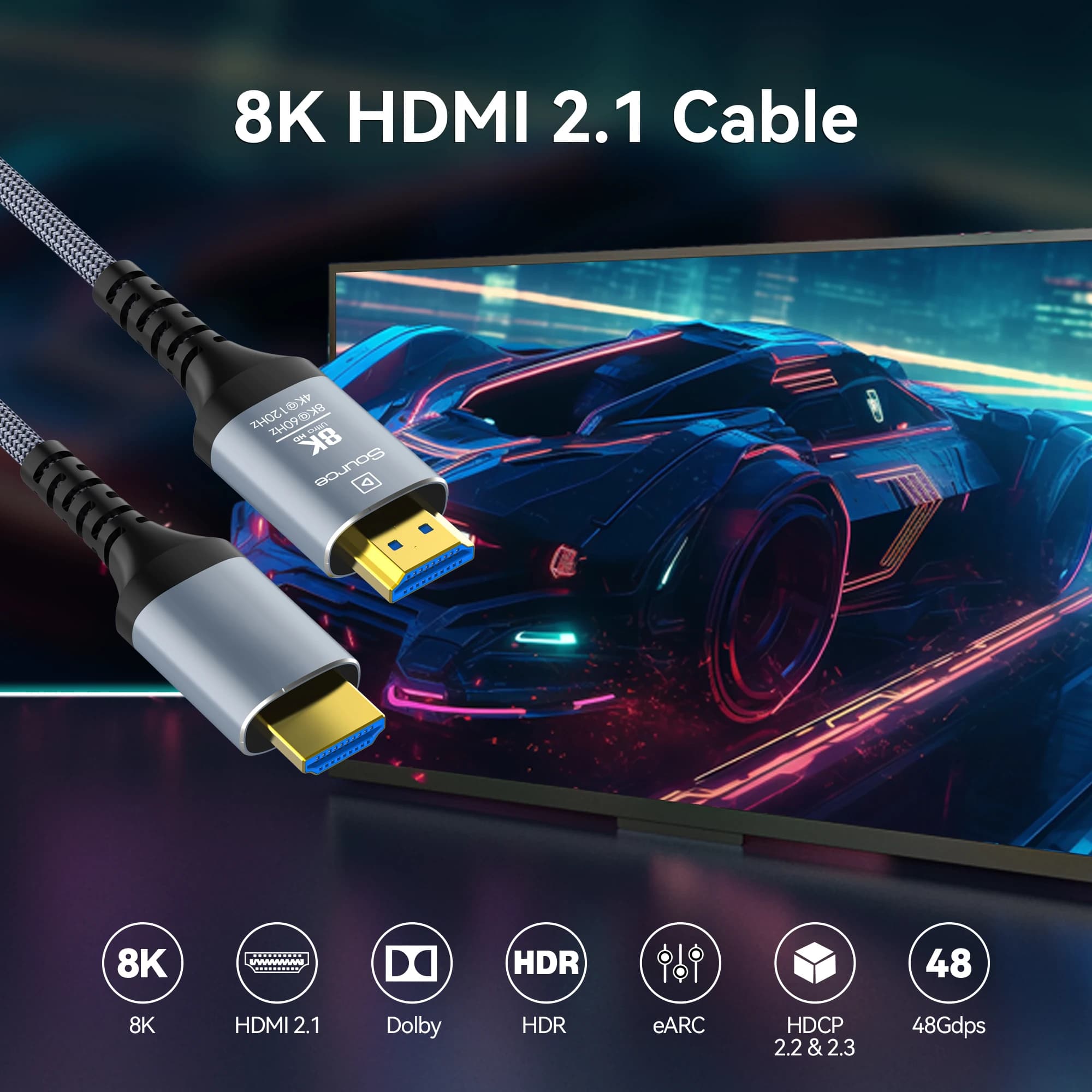 Cabo de fibra óptica HDMI 8K 32/150/65/100FT