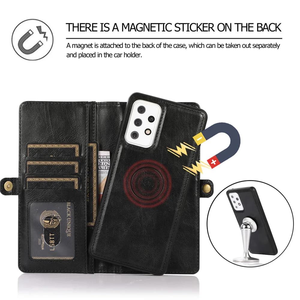 Capa preta para Samsung Galaxy A32 com adesivo magnético na parte traseira para suporte veicular