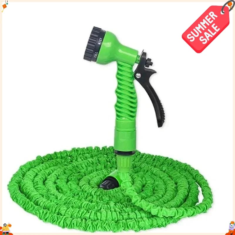 Mangueira de jardim telescópica multifuncional de alta pressão, bico de spray, cabo elástico, verde, verão em promoção.