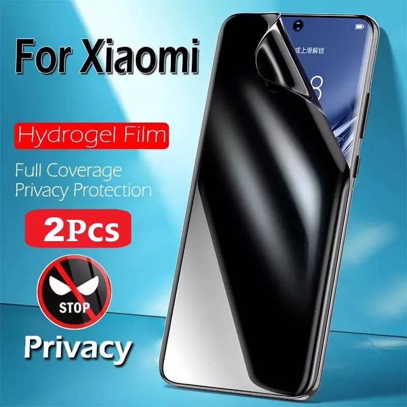 Película de hidrogel de privacidade anti-espião para Xiaomi, protetor de tela, 2 peças