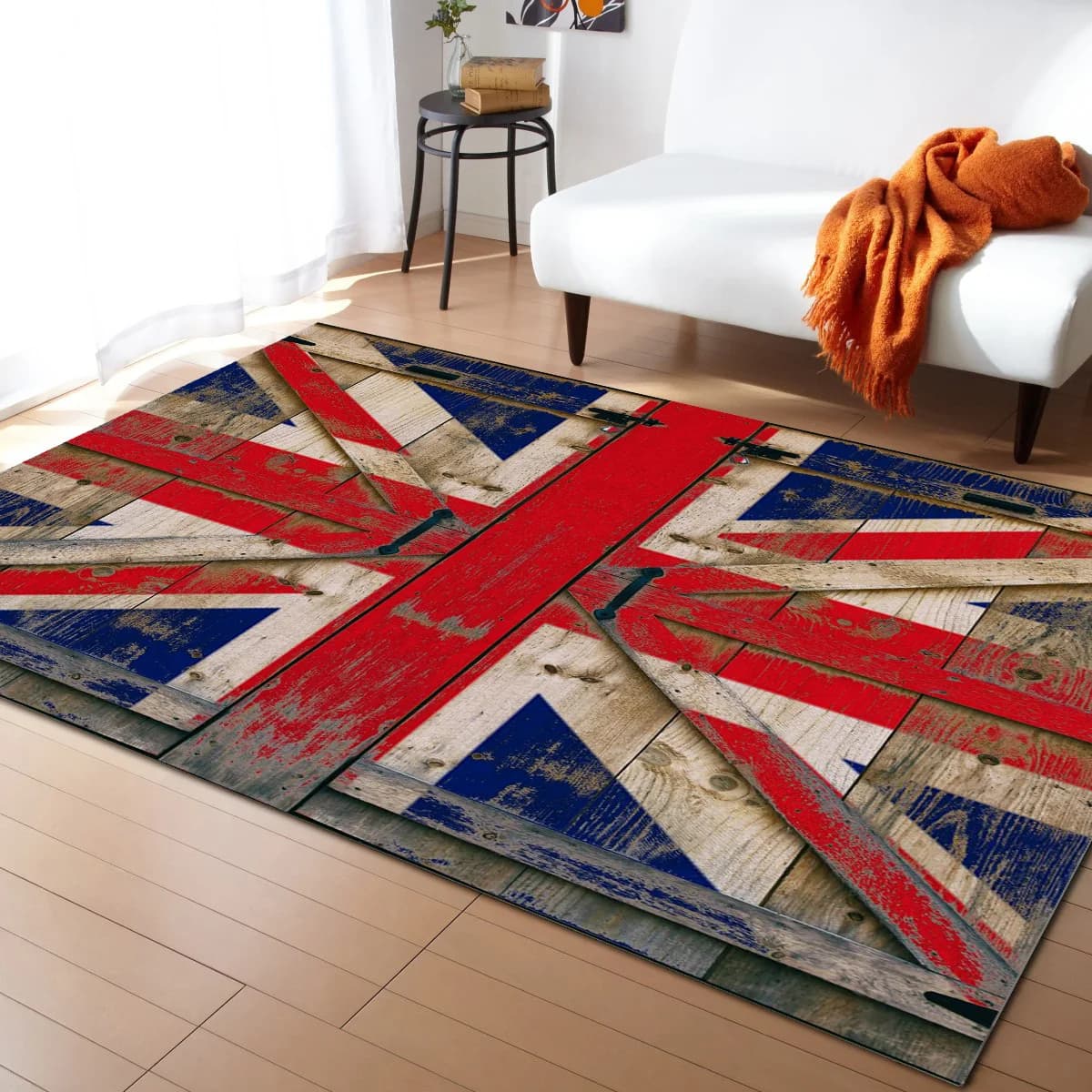 Tapete com padrão retro da bandeira britânica, vermelho, azul e branco.