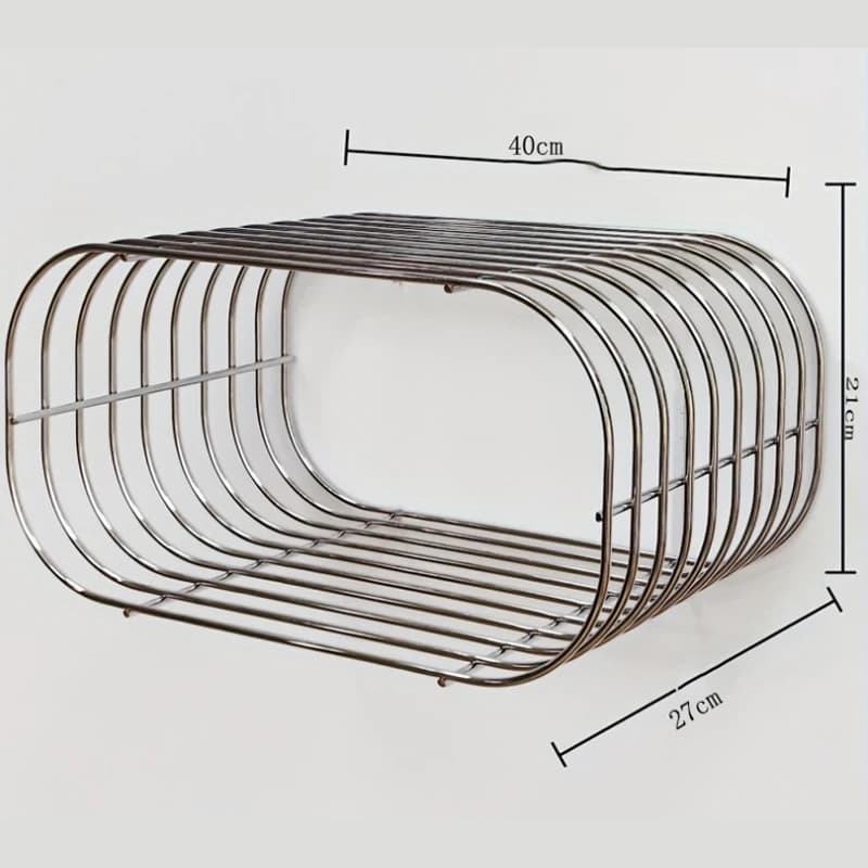 Estante de parede geométrica prata em metal com medidas 40cm largura, 27cm profundidade e 21cm altura