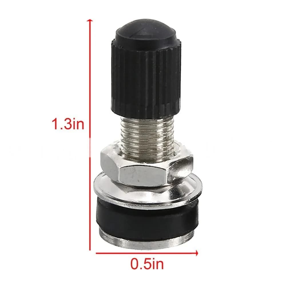 Válvula de roda para moto 32mm prata com tampa preta, dimensões 1.3x0.5 polegadas