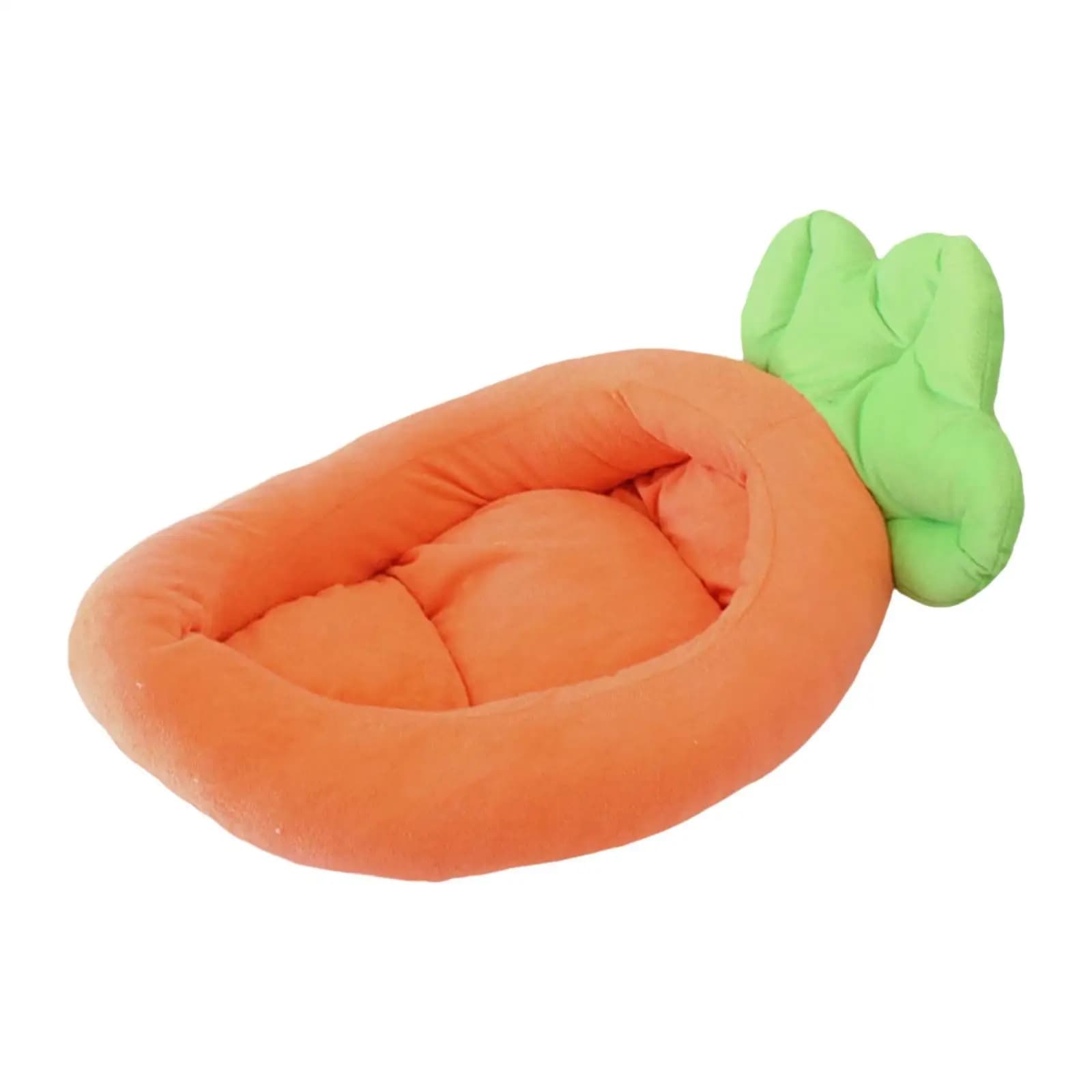 Cama macia para cães e gatos em forma de cenoura, cor laranja e verde