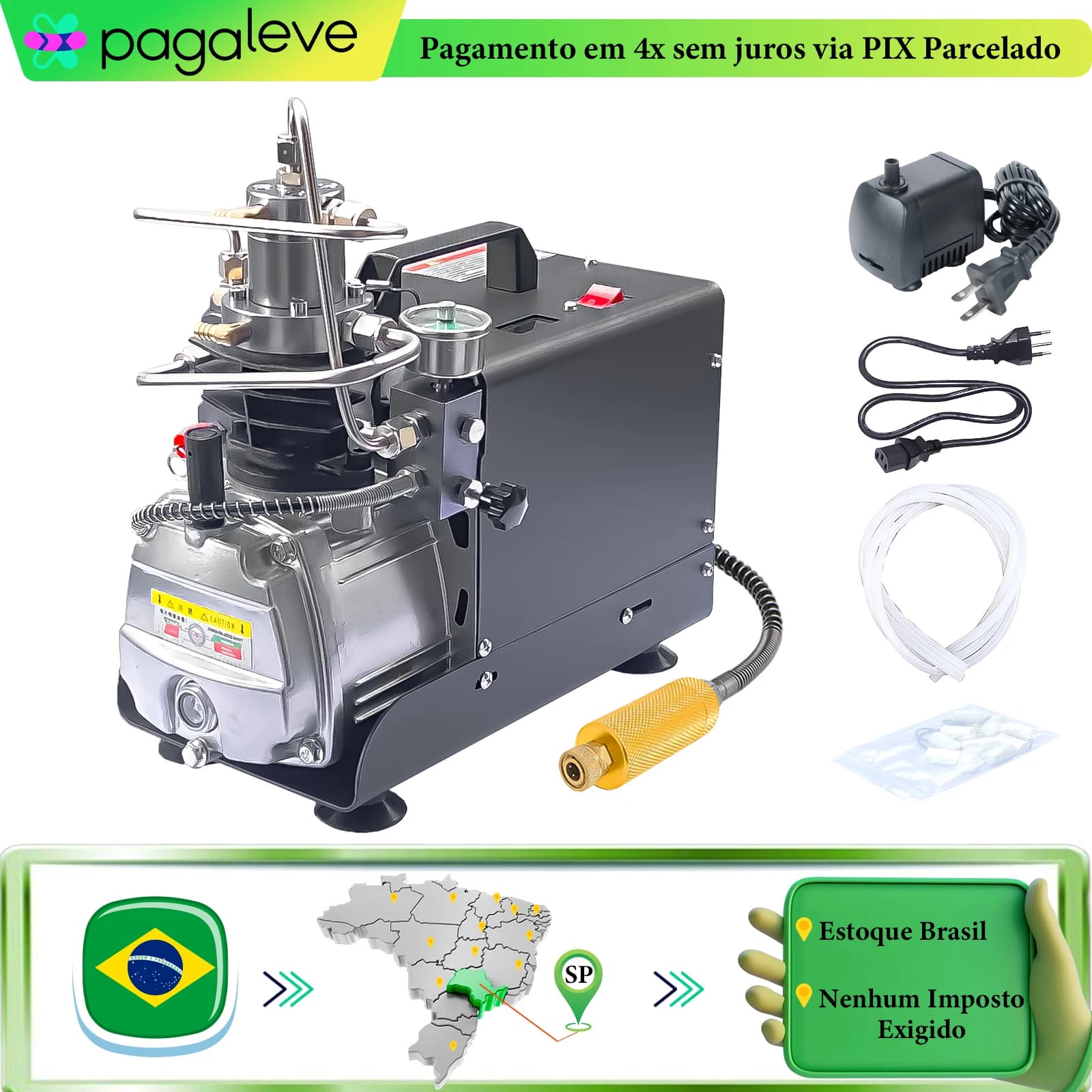 Compressor Elétrico de Alta Pressão NUOGE AUTO-STOP 4500Psi 300Bar