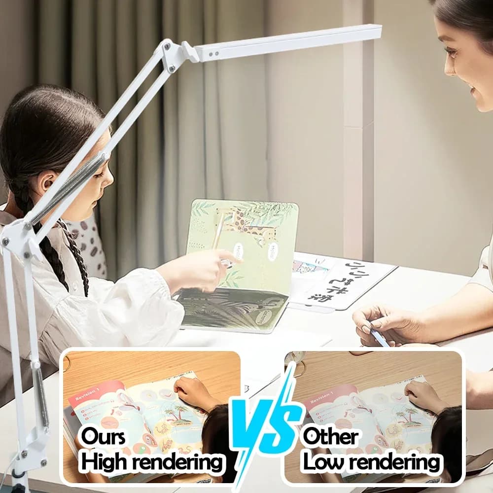 Luminária de mesa LED branca com alta reprodução de cores para leitura e estudo com cuidado para os olhos