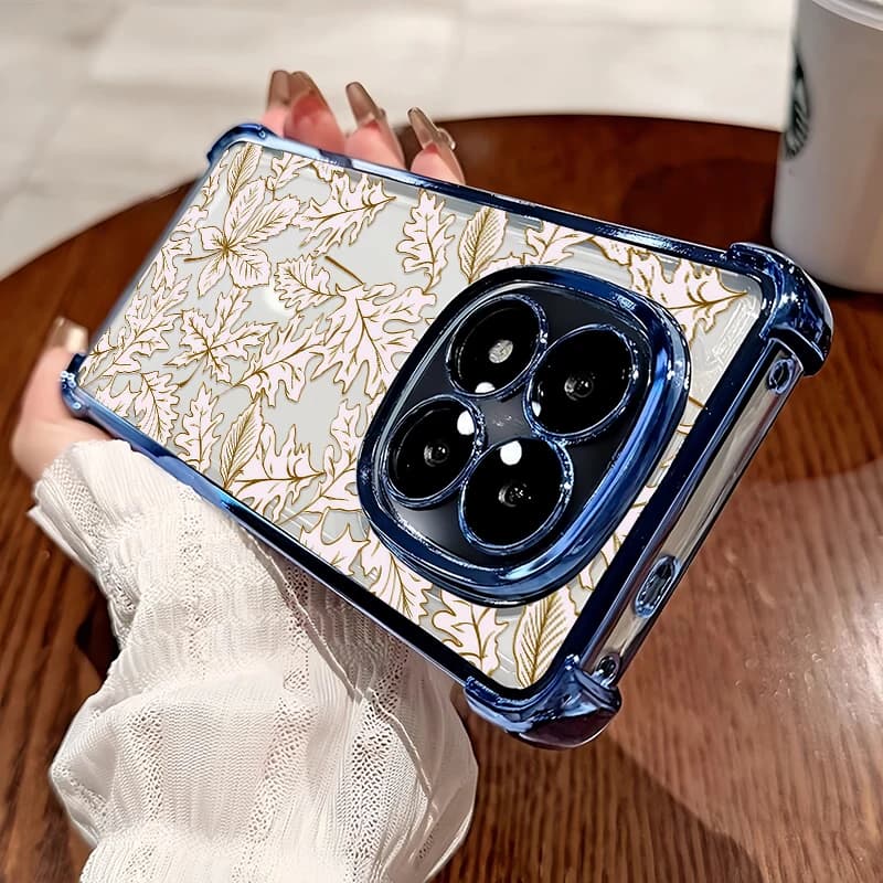 Capa protetora floral transparente azul para Xiaomi Redmi 15 4G em silicone resistente a choques