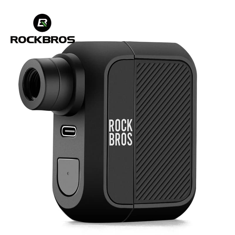 Bomba de ar elétrica portátil Rockbros preta, 100psi, recarregável, 300mAh