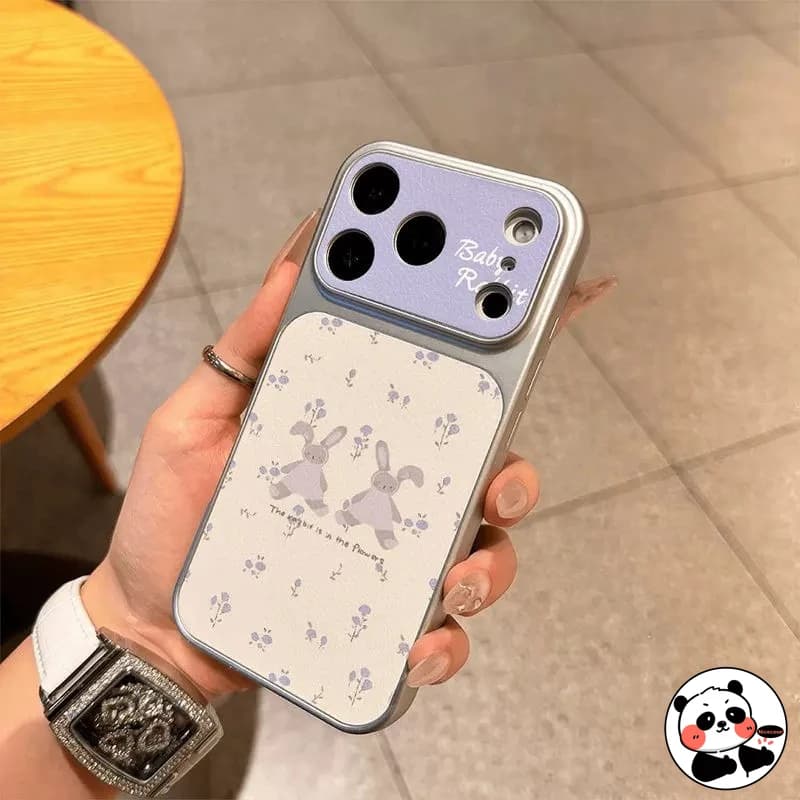 Capa para Xiaomi Poco com estampa de coelho fofo e flores lilás, transparente e compatível com vários modelos