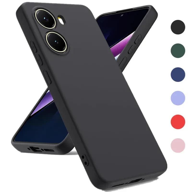 Capa protetora de silicone líquido TPU para Xiaomi Poco X7 Pro 5G, Little X7Pro e Redmi Turbo 4 Turbo4, cor preta.
