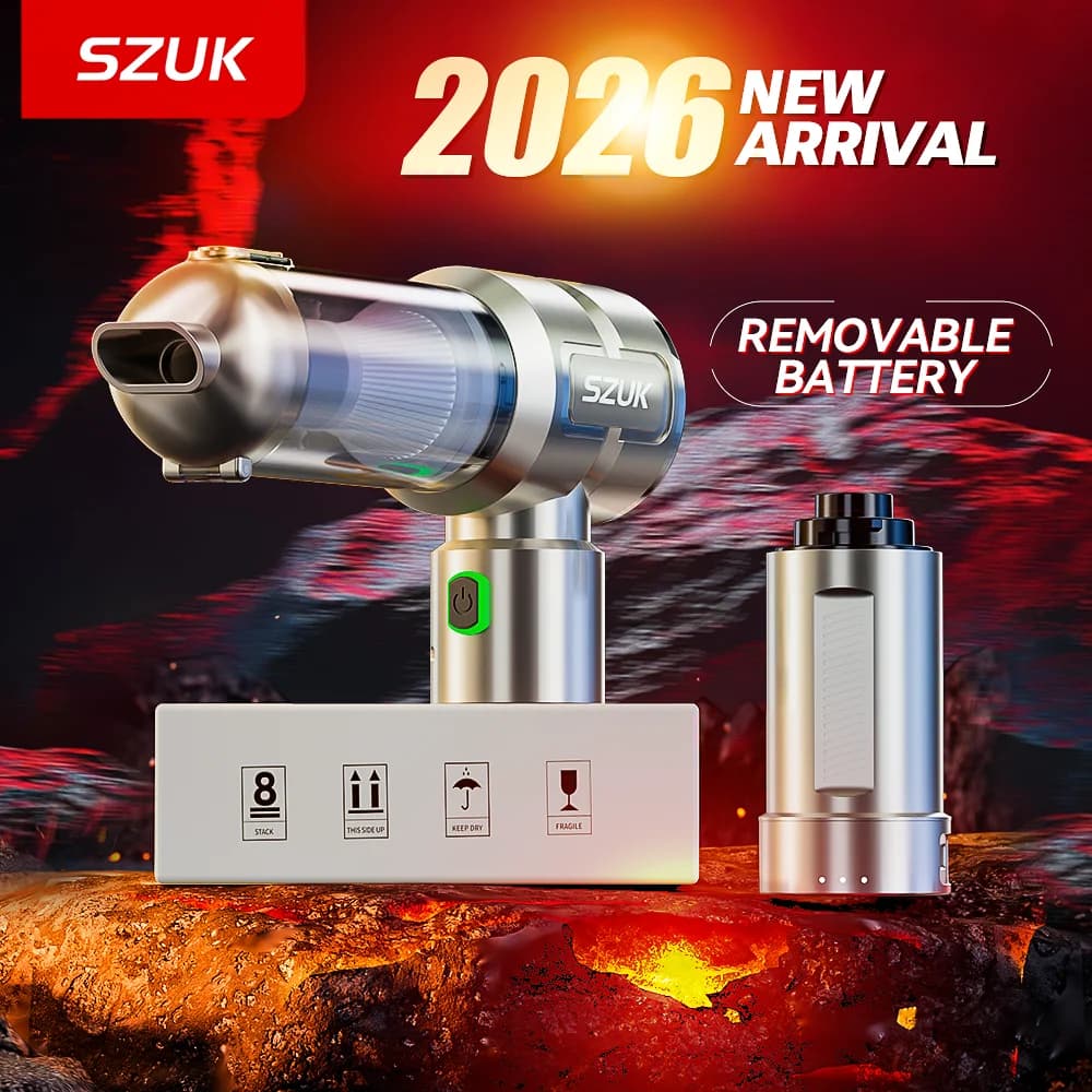 Aspirador de pó portátil SZUK Multi Powerful para carro com luz LED e bateria removível