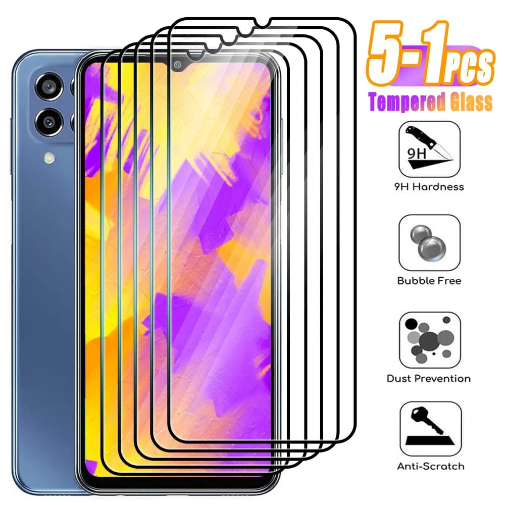 Película de vidro temperado para Samsung Galaxy M13 M33 M04 M34 5G M54, 5 em 1, protetor de tela transparente