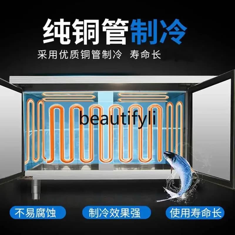 A61 comercial de aço inoxidável horizontal freezer cozinha dupla temperatura fresco-mantendo gabinete bancada