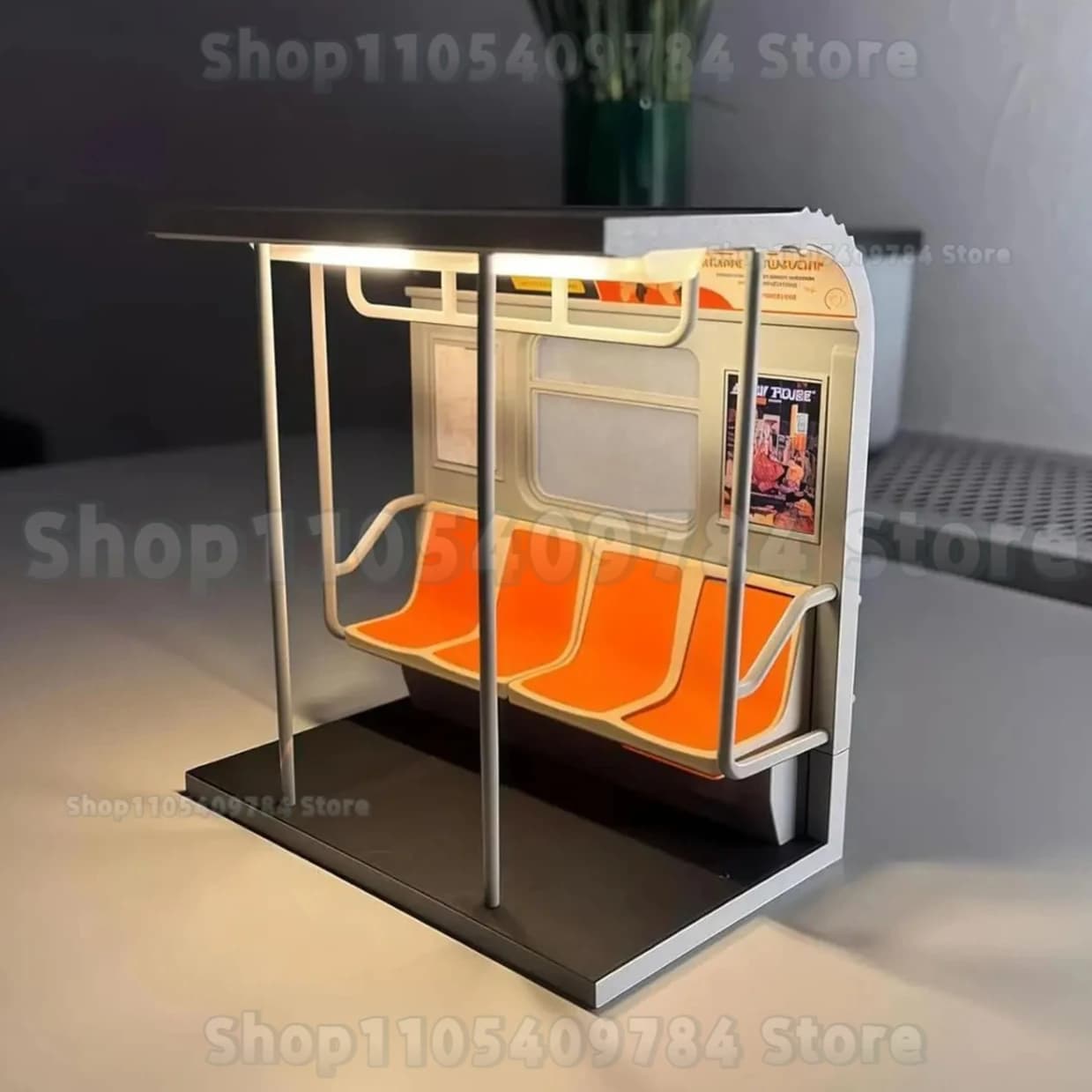 Luminária Noturna LED Retrô Modelo Trem de Metrô com 3 Pôsteres Substituíveis, Luminária de Mesa para Homens, Crianças, Adultos e Família, para Cabeceira