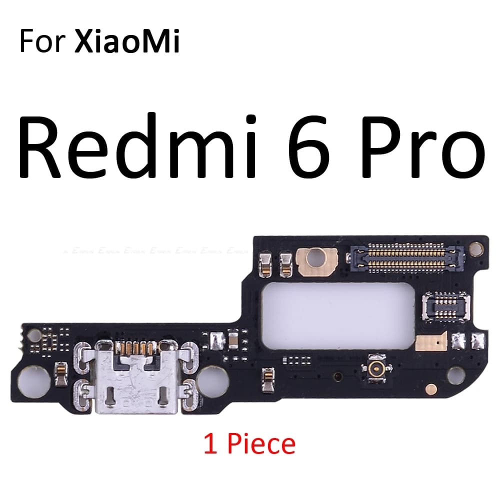 Placa de conector de carga Xiaomi Redmi 6 Pro preta com microfone para smartphone