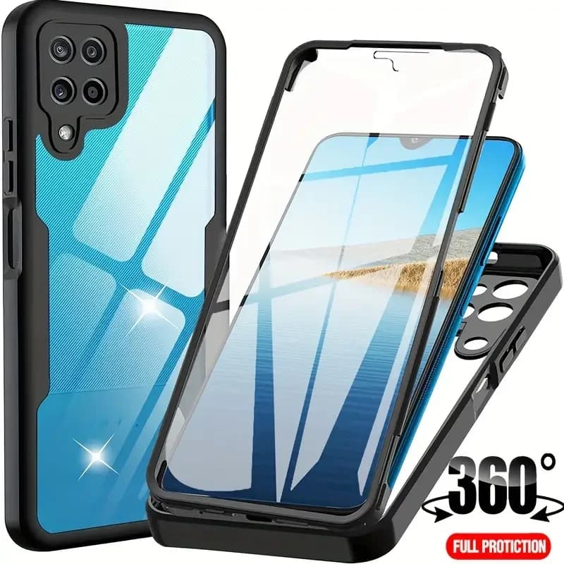 2 em 1 dupla face transparente resistente capa protetora de 360 graus para samsung galaxy m52 5g m33 m53 a05 a05s a04s a15 capa