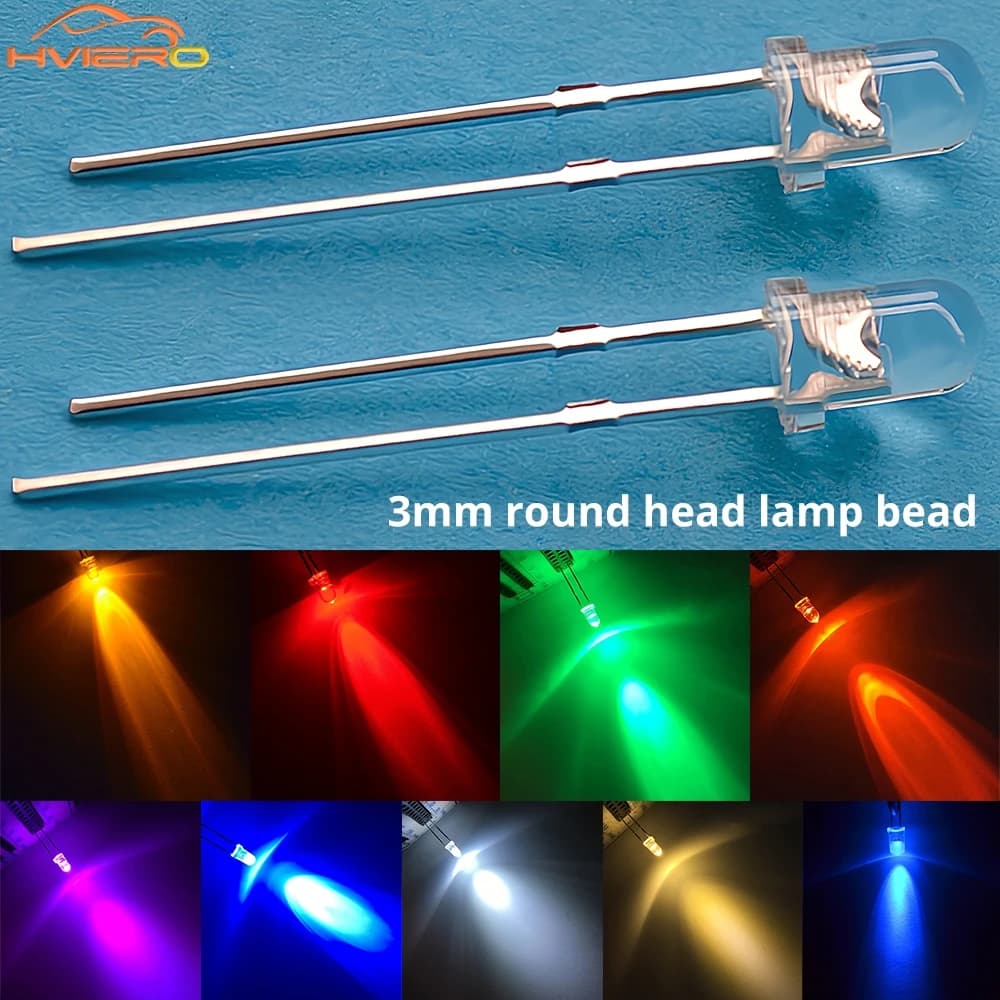 1000 peças f3 3mm redondo branco vermelho amarelo azul verde brilhante kit de variedade de diodo emissor de luz lâmpada led componente eletrônico