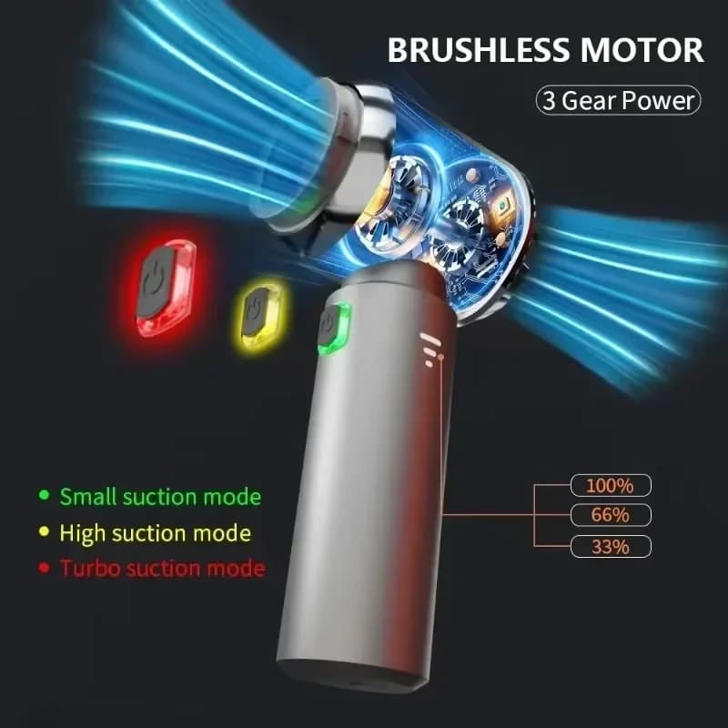 Aspirador de pó para carro portátil sem fio com motor sem escovas, preto e cinza, 39000PA, motor brushless, 6000mAh