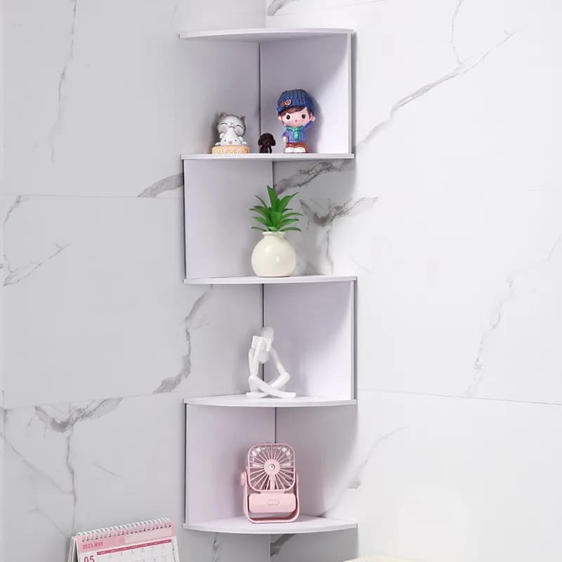 Prateleira de parede branca estilosa com design moderno, economizadora de espaço, para livros e decoração no quarto ou escritório.