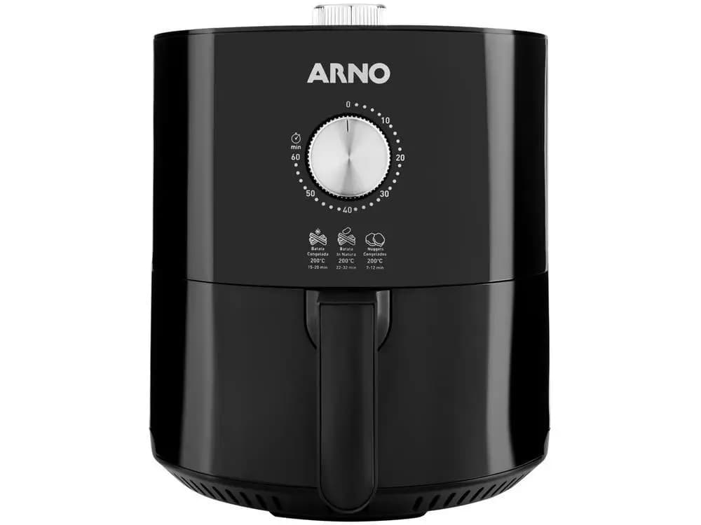 Fritadeira Arno Air Fryer compacta preta com controle de tempo e temperatura 110V