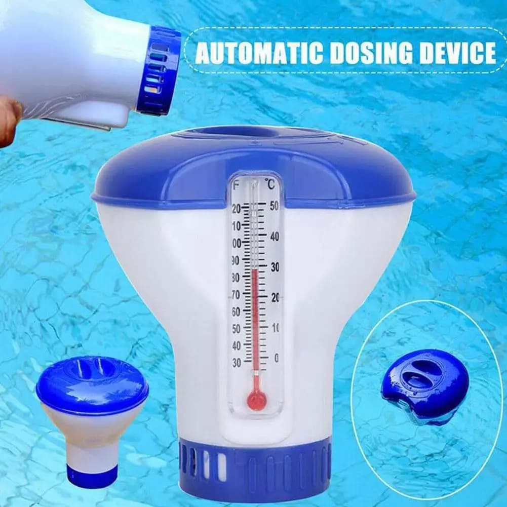 Copo flutuante para piscina com termômetro e dispensador de cloro flutuante