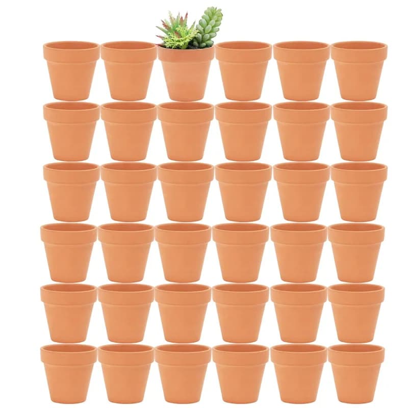 36 vasos de terracota de 1,9 polegadas com furo de drenagem em fundo branco