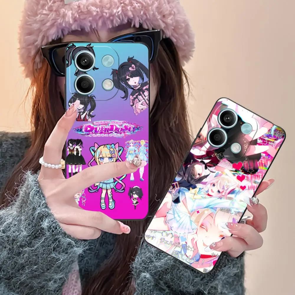 Capa de telefone com design de anime para Xiaomi Redmi Note, personagens de anime com cores vibrantes.