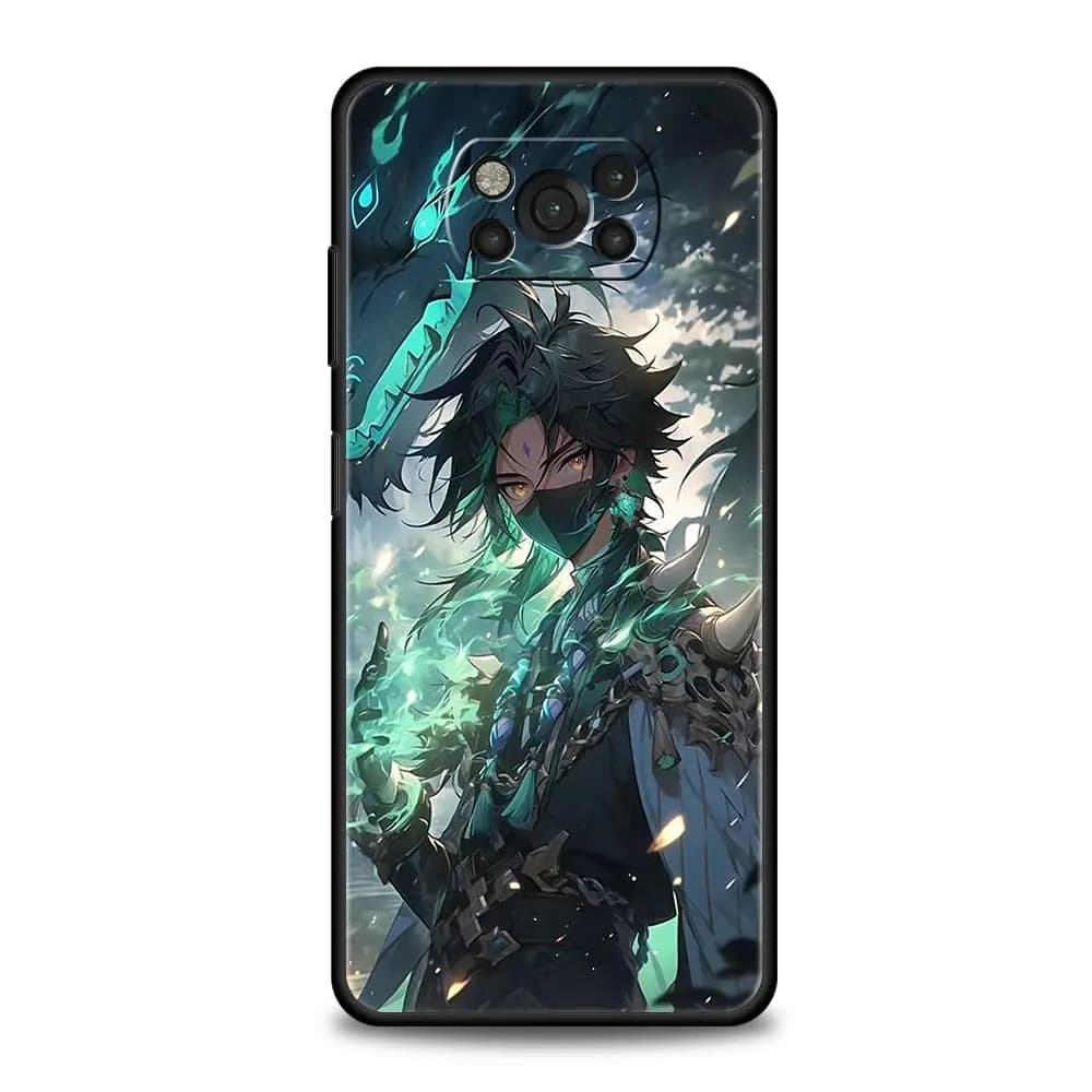 Capa para Xiaomi Poco com estampa colorida do personagem Zhongli de Genshin Impact