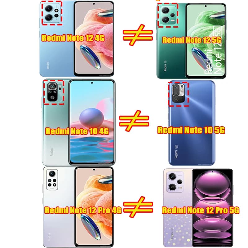 Comparativo de câmeras dos modelos Redmi Note 12 e Redmi Note 10 mostrando diferenças para escolher capa correta