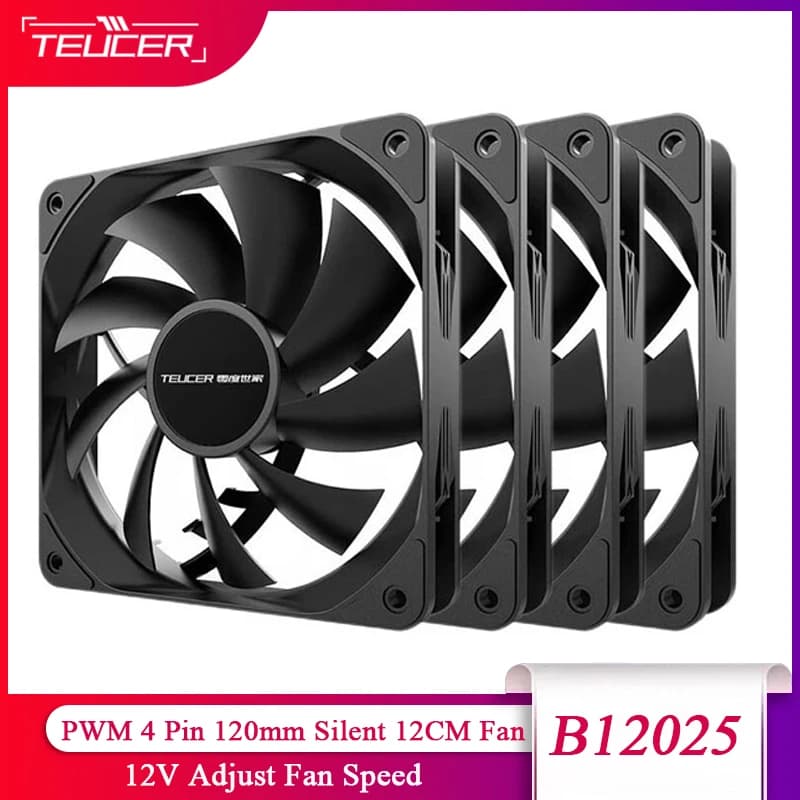 Teucer pc computador caso ventilador pwm 4 pinos 120mm silencioso 12cm ventilador cpu cooler ventilador de refrigeração do radiador ventilador 12v ajustar velocidade do ventilador