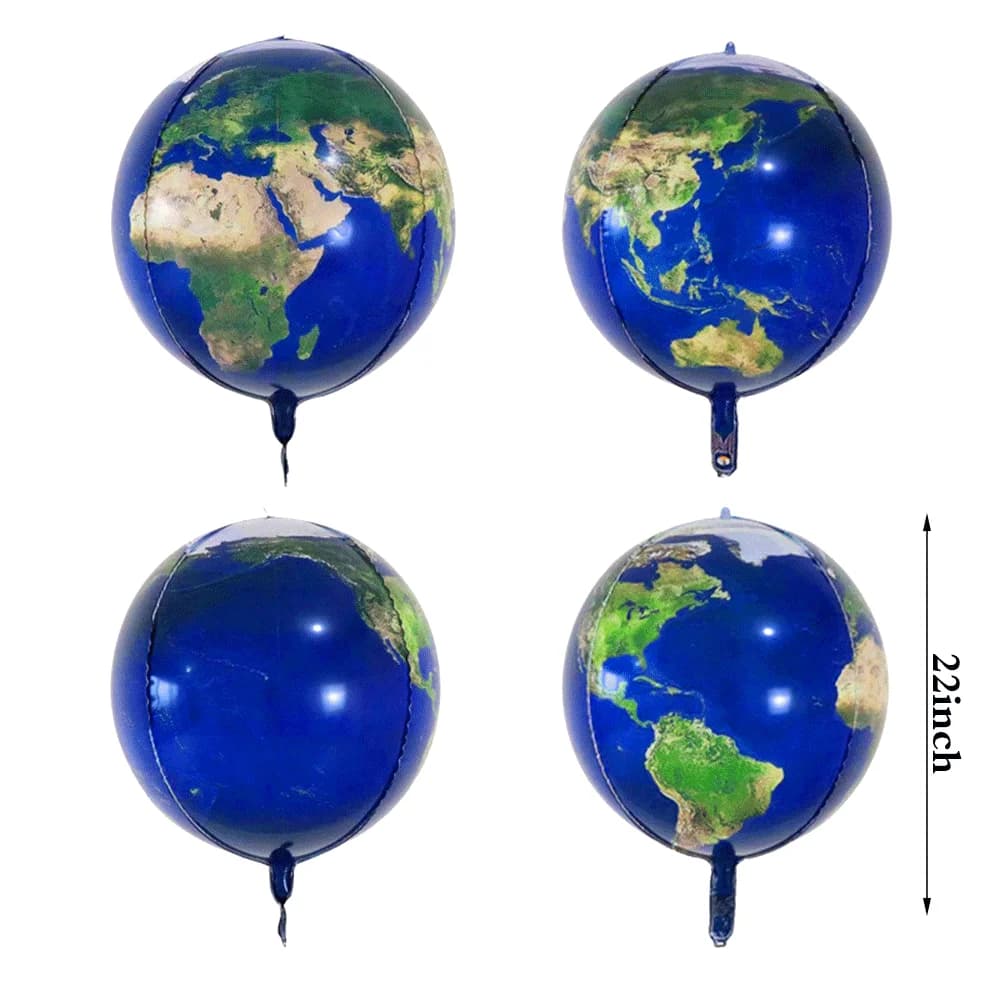 6 balões 22 polegadas 4D com mapa do mundo e galáxia para decoração de festa de aniversário