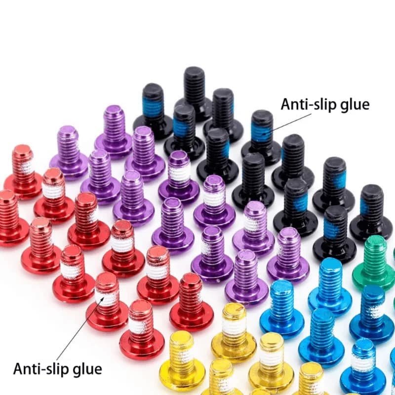 Conjunto de parafusos para disco de freio MTB em aço inoxidável com cola antiderrapante cores variadas