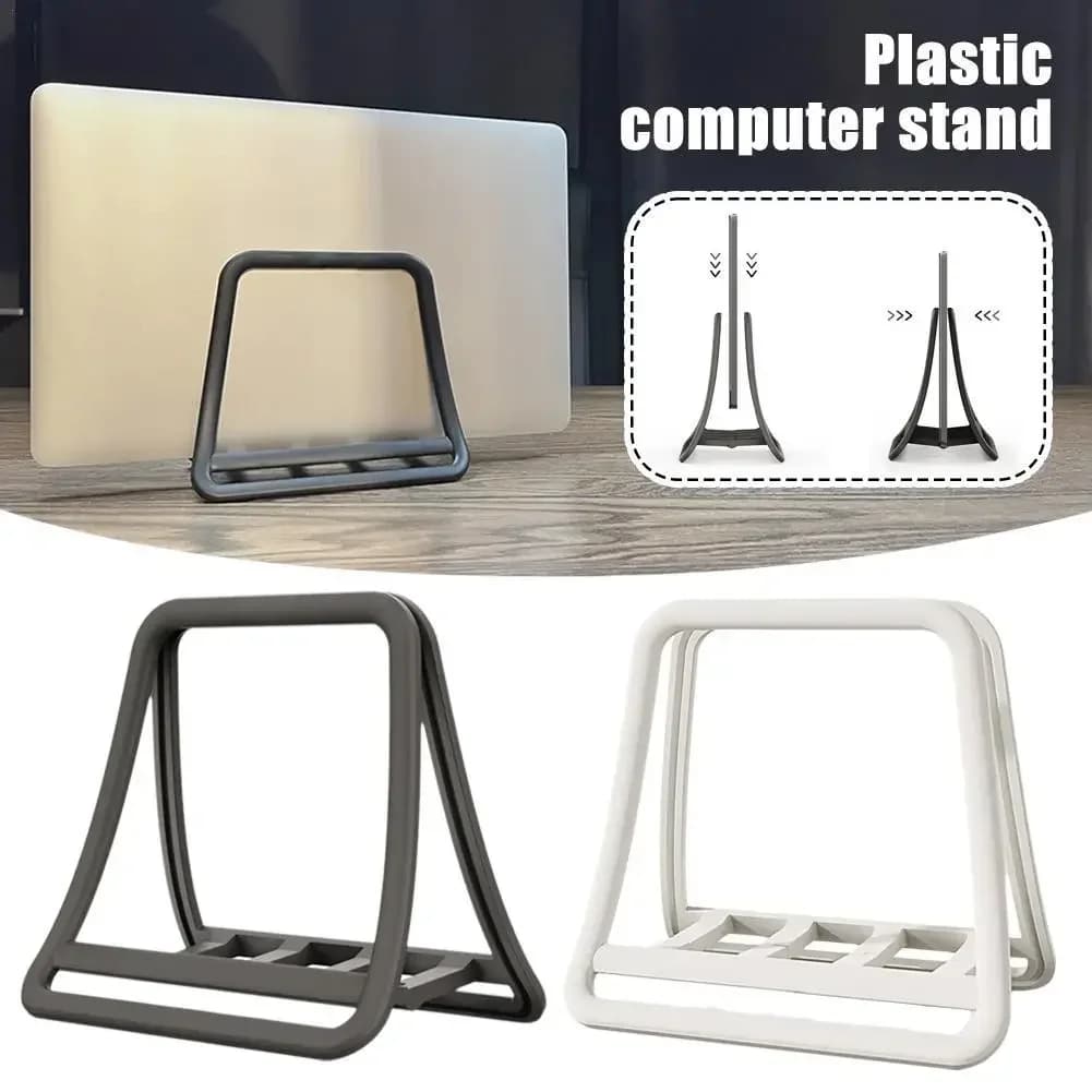 Suporte vertical para laptop destacável cinza em plástico antiderrapante para Macbook Air e Pro