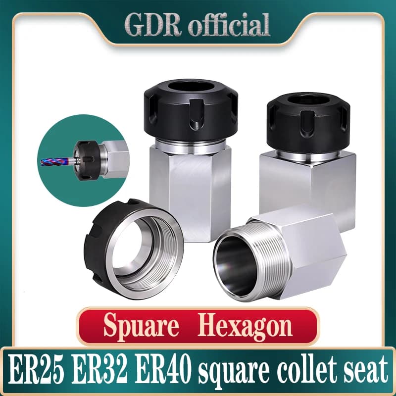 Suportes de ferramenta GDR ER25 ER32 ER40 quadrado hexagonal, preto e prata