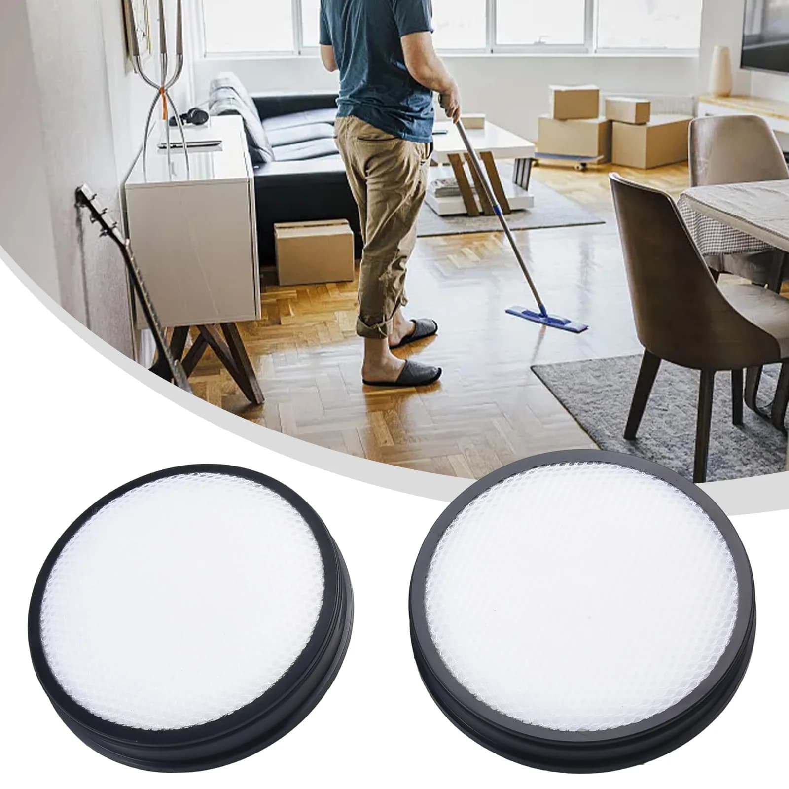 Kit com 2 filtros de substituição branco e preto para aspirador Inse I5 V70 com fio