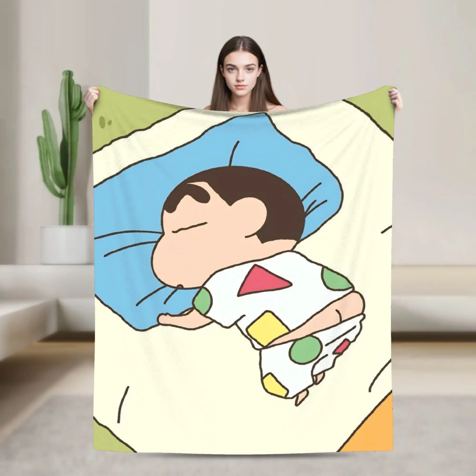 Cobertor quente viagem escritório lápis shin-chan sono kawaii lance cobertor colcha de flanela para sofá cama fofo capa de sofá