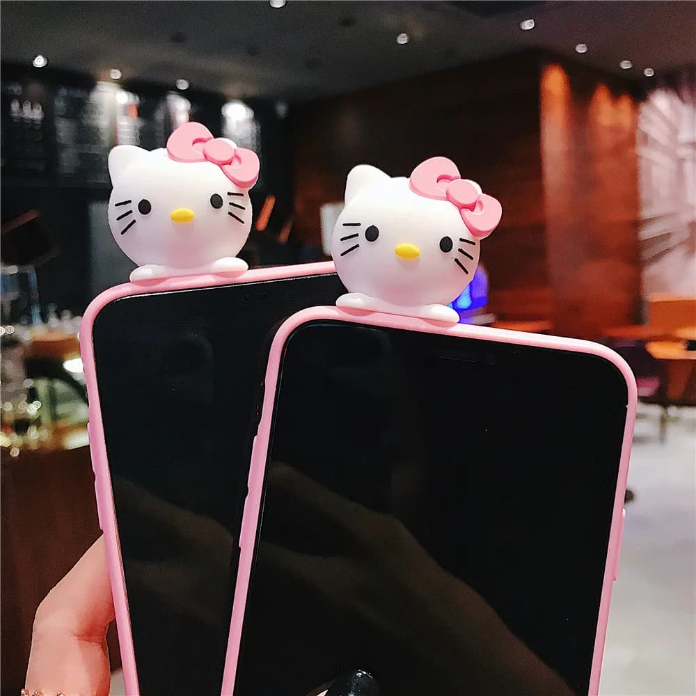 Capa Shy Hello Kitty para Samsung Galaxy A12 A11 A71 A51 A52 A22 A02s A32 A13 A53 A03s A04s A20s A33 A73 A23 com alça de suporte