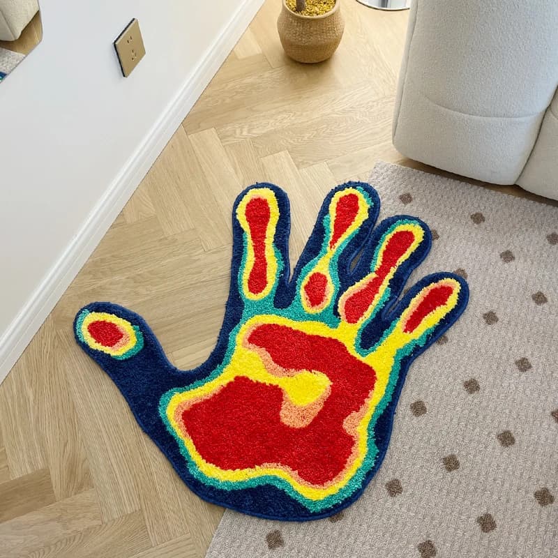 Handmade Palm Rug Forma Tufted Tapete De Pelúcia Macio Múltipla Cor Home Decor Sala Quarto Estética