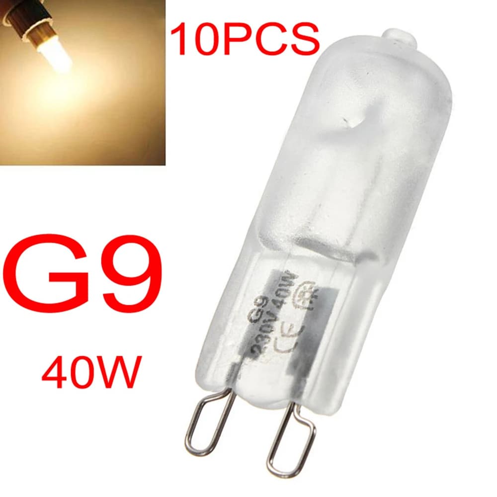 10 pçs/lote G9 220-240V 40W Portátil Branco Quente Lâmpada Halógena Lâmpada 3000-3500K Globo 230V Cápsula Lâmpadas Claras