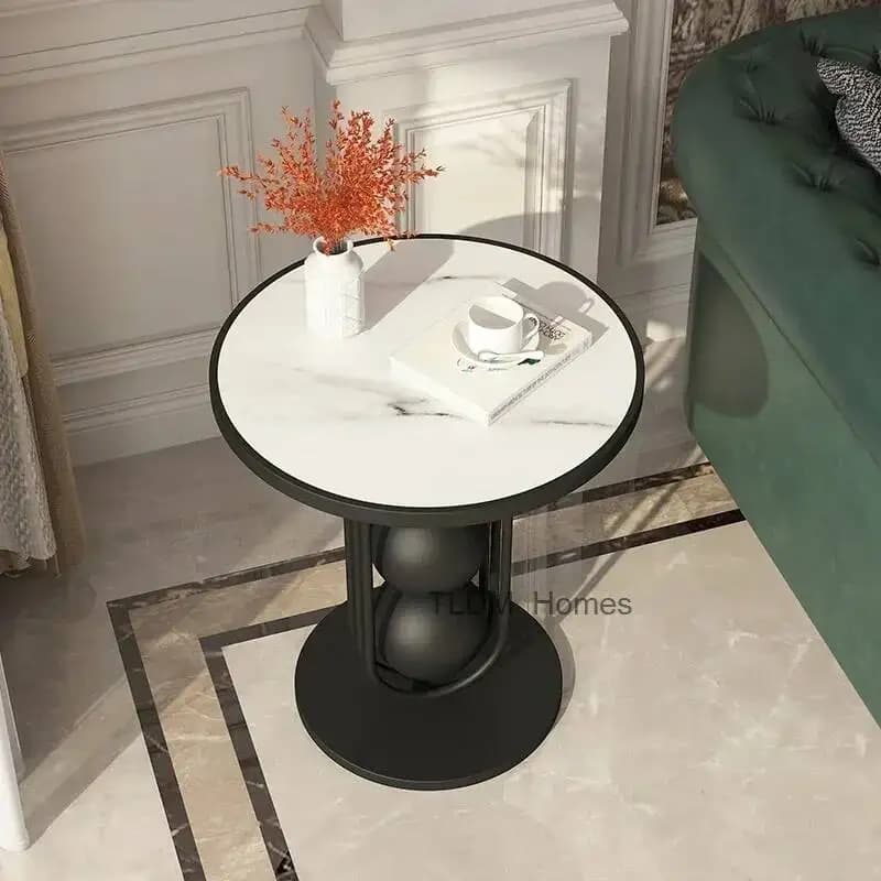 Mesa de Centro Redonda de Mármore Nórdica para Jardim, Mesa de Café de Luxo, Mesas de Centro para Sala e Quarto, Móveis LJYXP