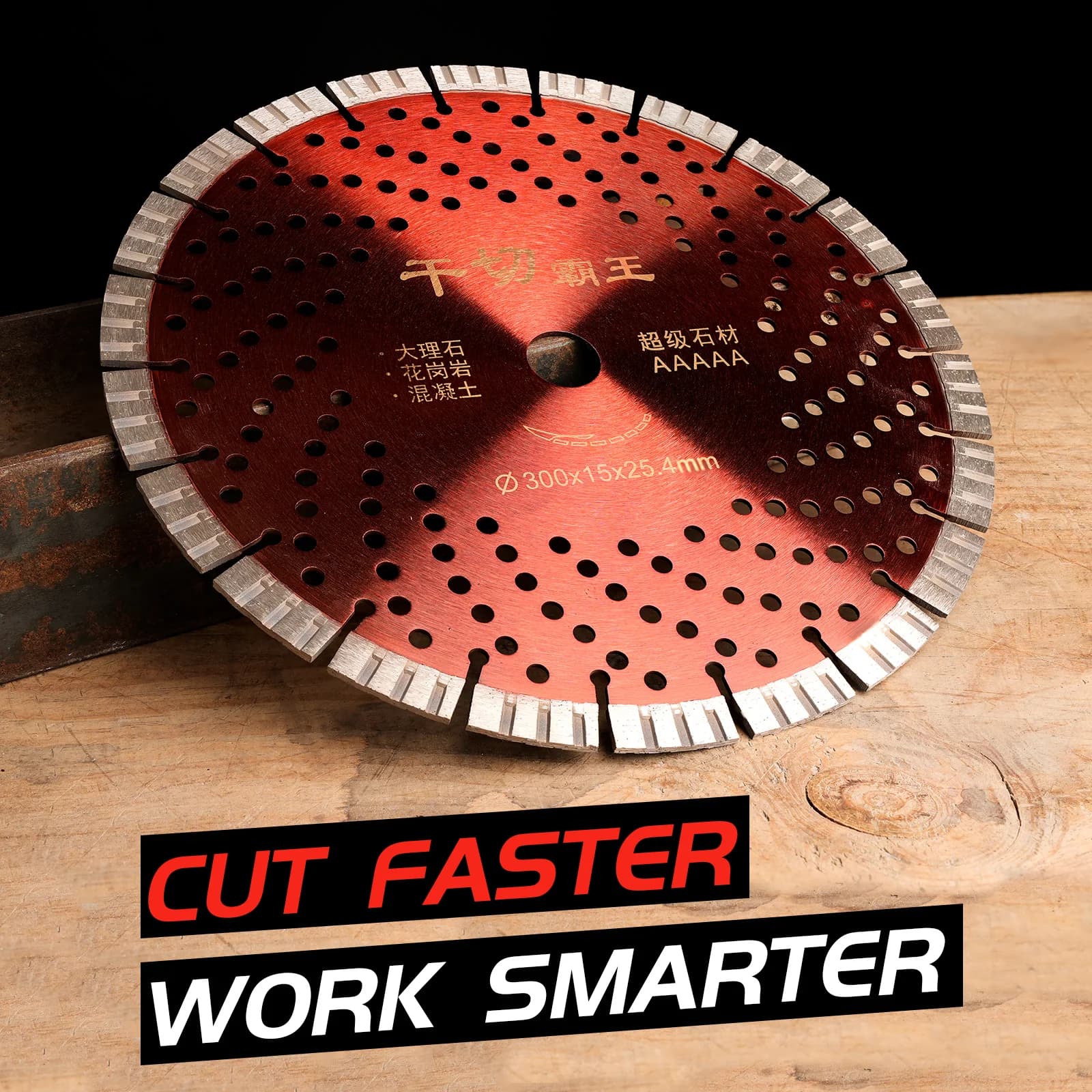Disco de corte de diamante vermelho 300mm segmentado para corte rápido e eficiente em pedra e concreto