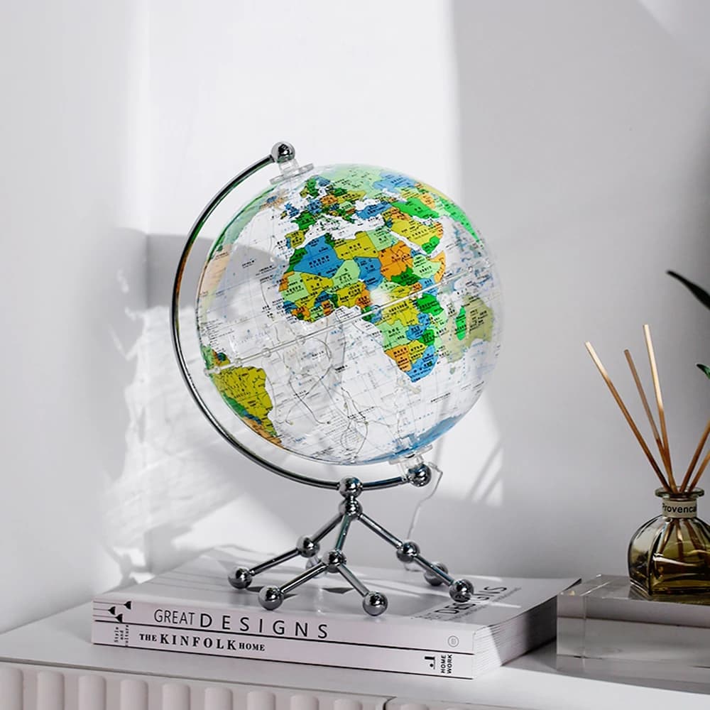 Globo LED transparente para decoração de casa, ornamento de luxo, sala de estar, estudo, escritório, decoração de mesa, terra