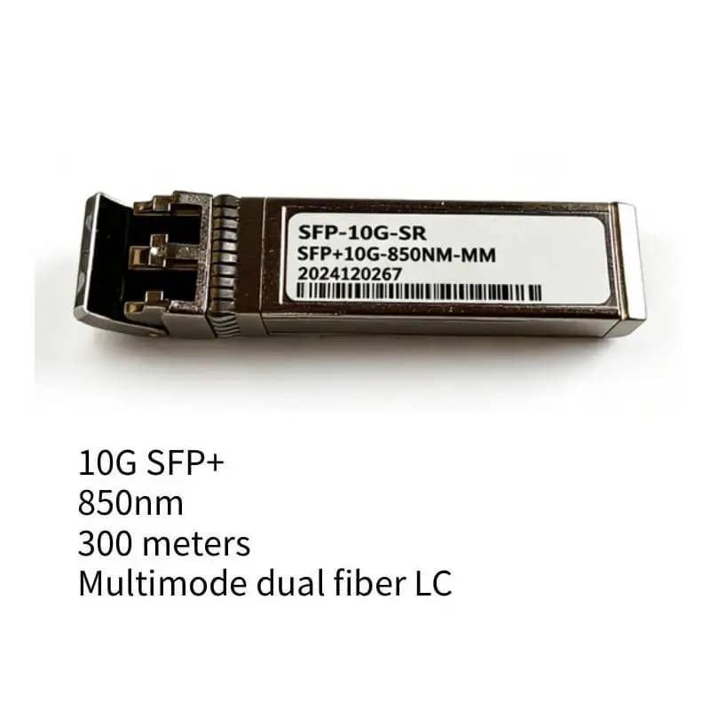 Transceptor SFP+ SFP-10G-SR prata para fibra óptica multimodo 10G 850nm 300 metros conector LC