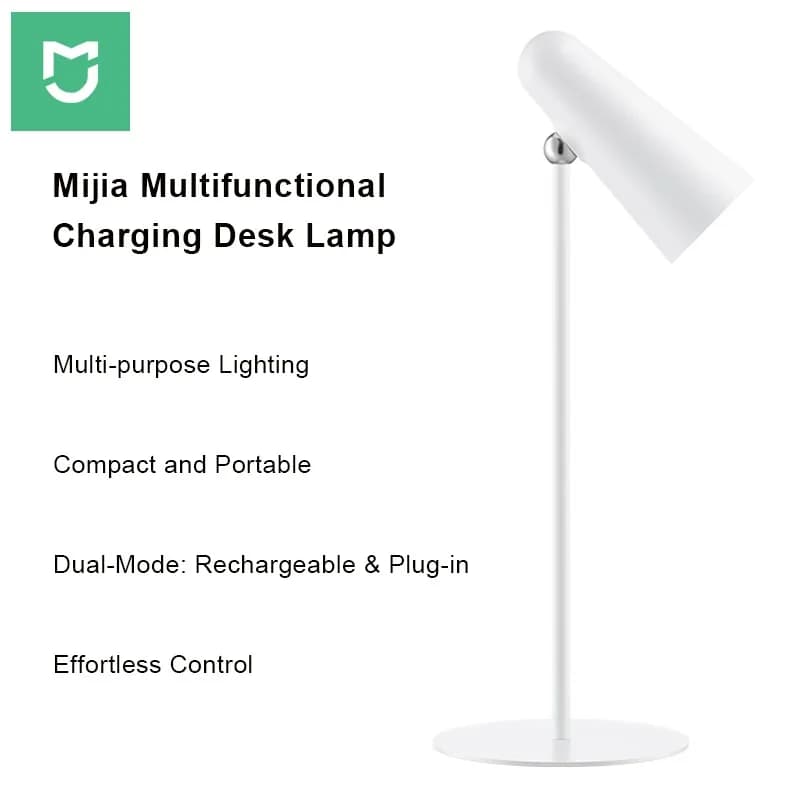 Luminária de Mesa LED Mijia Multifuncional com Clip para Leitura, Recarregável via Tipo-C, 3 em 1, Portátil para Estudo, Luz Noturna de Cabeceira, Presente