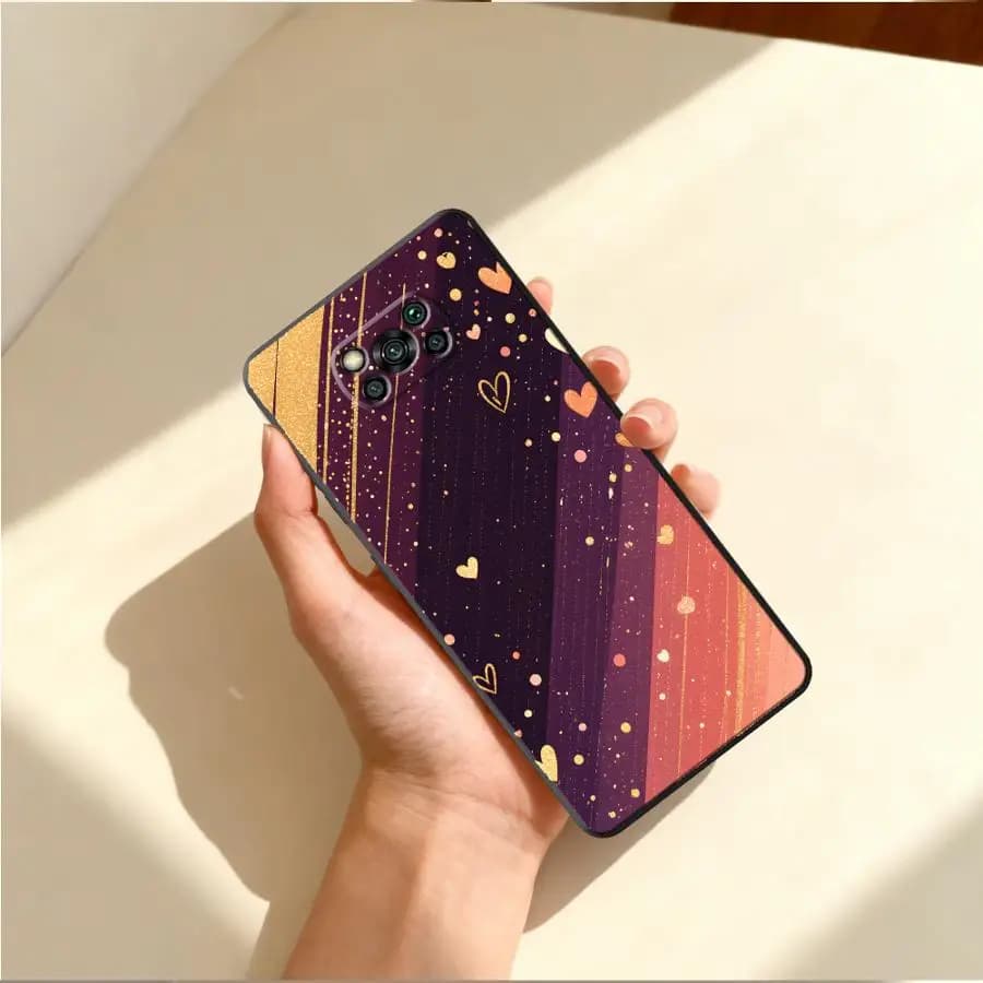 Capa de telefone com padrão de corações arco-íris para Xiaomi Poco C71 F4 X3 NFC F5 F3 X4 X3 Pro C85