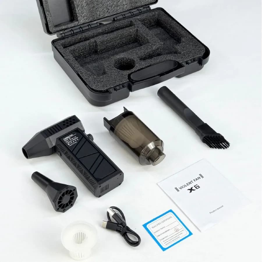 Secador de cabelo Turbo Ventilador X6 preto com acessórios e estojo de transporte