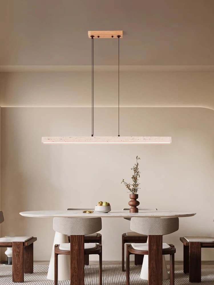 Luminária pendente linear de pedra natural para sala de jantar